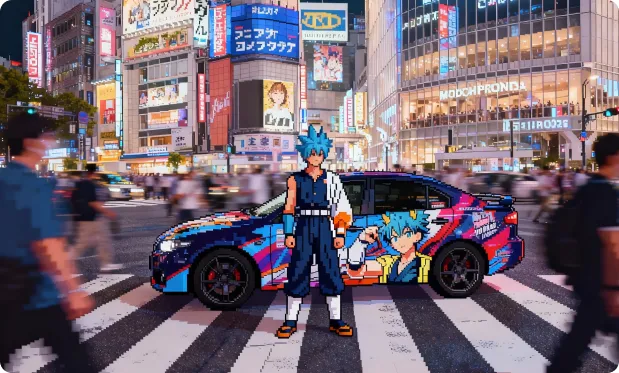 Converti un’immagine realistica in una grafica pixelata in stile retrò da videogioco a griglia.